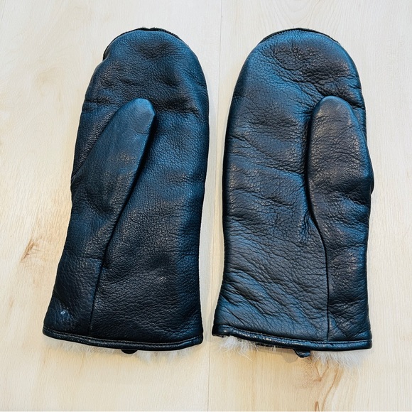 M Deerskin Leather and Rabbit Fur Mittens - Picture 3 of 6
